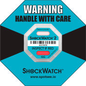 SpotSee™ ShockWatch® 2 indicateurs d’impact encadrés sérialisés, gamme 10G, sarcelle, 50 / boîte