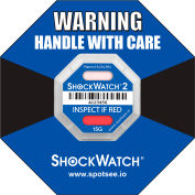 SpotSee™ ShockWatch® 2 indicateurs d’impact encadrés sérialisés, gamme 15G, bleu, 50/box