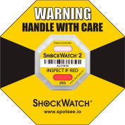 SpotSee™ ShockWatch® 2 indicateurs d’impact encadrés sérialisés, gamme 25G, jaune, 50/box