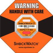 SpotSee™ ShockWatch® 2 indicateurs d’impact encadrés sérialisés, gamme 75G, Orange, 50/Box
