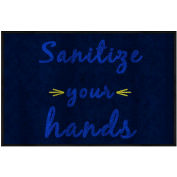 Sanitize Your Hands - Tapis de message tapissé Mat 3/8" Épais 2' x 3' Bleu marine/Noir