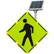 2180-00232 BlinkerSign® Flashing LED Pedestrian Crossing Sign W11-2, 36"W, Solar