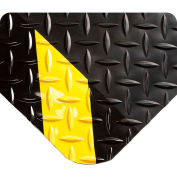 Wearwell® Diamond-Plate SpongeCote Mat 9/16" Thick 3' x 5' Black/Yellow Chevron Border