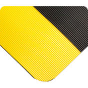 Wearwell® Corrugated SpongeCote™ Anti Fatigue Mat 1/2" Thick 3' x 5' Black/Yellow Border