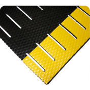 Wearwell® Kushion Walk Slotted Anti Fatigue Runner 3/8" Thick 3' x 5' Black/Yellow Border