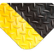 Global Industrial Diamond-Plate Anti Fatigue Mat, 9/16" Thick, 2'W x 3'L, Black/Yellow