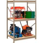 Tennsco 3 Level, Bulk Storage Rack, Wood Deck, Starter, 100-3/16"W x 24-1/4"D x 96"H, Sand