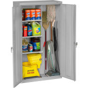 Tennsco Janitorial Cabinet JAN6618DH-LGY - Welded 36"W x 18"D x 64"H Light Gray
