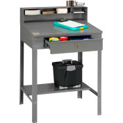 Tennsco Shop Desk, Pigeonhole Riser /Tiroir, Étagère, 34-1/2"W x 29"D, Gris