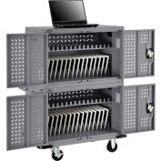 Chariot de recharge à 32 appareils, pour Chromebooks™ ordinateurs portatifs et tablettes iPad®, gris, cETL, assemblé
