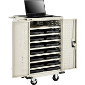Mobile Storage & Charging Cart for 12 Laptop & Chromebook & Tablets, Putty, cETL, Assembled