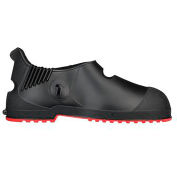 Workbrutes® G2 PVC Overshoe, Size Large, 5.5"H, Cleated Outsole, Black With Red Sole