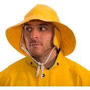 Travail industriel Chapeau de pluie doublé jaune, imperméable à l’eau, PVC 0,35mm sur polyester, Grand