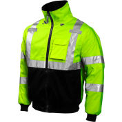 Tingley® J26002 Bomber Hooded Jacket, Fluorescent Yellow/Green/Black, Large