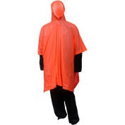 Tingley® P68809 Hooded Poncho, Side Snaps, 50" x 80", Retail Packed, Orange, One Size