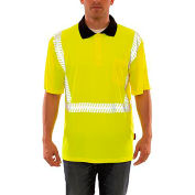 Job Sight Class 2 Polo Pullover Hi Visibilty Shirt, Lime, Polyester, 2XL