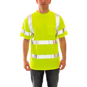 Job Sight&153; Class 3 Short Sleeve T-Shirt, Pullover, Lime, Polyester, XL