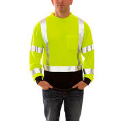 Job Sight&153; Class 3 Black Front T-Shirt, Pullover, Lime, Polyester, SM