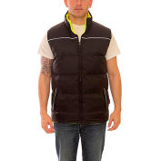Workreation Reversible Insulated Zipper Vest, Black/FL Lime, Polyurethane/Polyester, 2XL