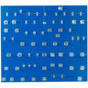 Produits Triton 24 « L x 42-1 / 2 « H Trou carré en acier bleu Panneau perforé w/, 63 pc LocHooks