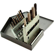 TAP & percer ensembles, HSS en métal Index, 18 Pc.Set-Fine spirale Point