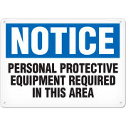 Notice PPE Required Sign, Adhesive VynMark, 7” x 10” - 100/Pkg