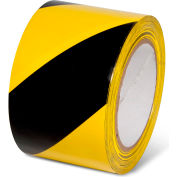 Global Industrial™ Striped Hazard Warning Tape, 3"W x 108'L, 5 Mil, Black/Yellow, 1 Roll