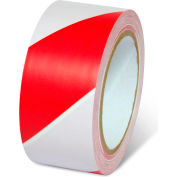 Global Industrial™ Striped Hazard Warning Tape, 2"W x 108'L, 5 Mil, Red/White, 1 Roll