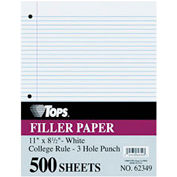 Moyennement lourds 16 lb remplissage papier, 11 x 8-1/2, 5/16" Collège règle, 500 feuilles/paquet