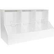 Grand bac distributeur TrippNT™, 18 po l x 8 po P x 9 po H, PVC/acrylique, blanc, 3 compartiments