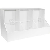 Grand bac distributeur TrippNT™, 18 po l x 8 po P x 9 po H, PVC/acrylique, blanc, 3 compartiments