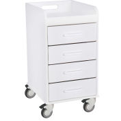 TrippNT™ Compact 4 Drawer Locking Medical Cart, White, 14"W x 19"D x 27"H