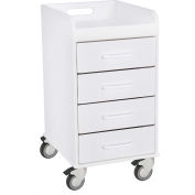 TrippNT™ Compact 4 Tiroirs Verrouillage Medical Cart, Blanc, 14 « L x 19 « P x 27 « H