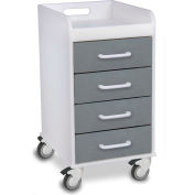 TrippNT™ Compact 4 Tiroirs Verrouillage Medical Cart, Argent Métallisé, 14"L x 19"P x 27"H