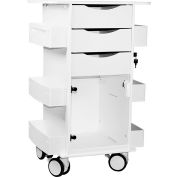 TrippNT™ blanc luxe chariot médical avec Clear se balançant à charnières de porte, 23" large x 19 « D x 35" H