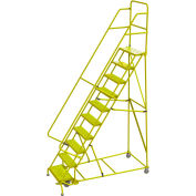 Tri Arc Perforated 24"W 10 Step Steel Rolling Ladder, 10"D Top Step - KDSR110246-Y