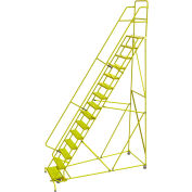 Tri Arc Perforated 24"W 15 Step Steel Rolling Ladder, 10"D Top Step - KDSR115246-Y