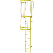 11 Step Steel Caged Walk Through Fixed Access Ladder, Yellow - WLFC1211-Y