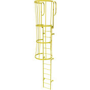 13 Step Steel Caged Walk Through Fixed Access Ladder, Yellow - WLFC1213-Y