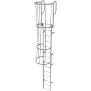 14 Step Steel Caged Walk Through Fixed Access Ladder, Gray - WLFC1214