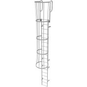 18 Step Steel Caged Walk Through Fixed Access Ladder, Gray - WLFC1218