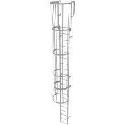 20 Step Steel Caged Walk Through Fixed Access Ladder, Gray - WLFC1220