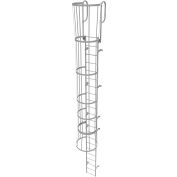 22 Step Steel Caged Walk Through Fixed Access Ladder, Gray - WLFC1222