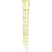 Échelle fixe à cage en acier WLFC1225-Y, 25 échelons, jaune sécurité