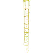 Échelle fixe à cage en acier WLFC1227-Y, 27 échelons, jaune sécurité