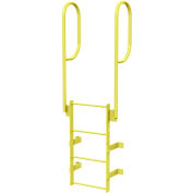 4 Step Steel Walk Through With Handrails Fixed Access Ladder, Yellow - WLFS0204-Y