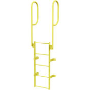 5 Step Steel Walk Through With Handrails Fixed Access Ladder, Yellow - WLFS0205-Y