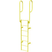 7 Step Steel  Walk Through With Handrails Fixed Access Ladder, Yellow - WLFS0207-Y
