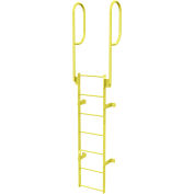 7 Step Steel Walk Through With Handrails Fixed Access Ladder, Yellow - WLFS0207-Y
