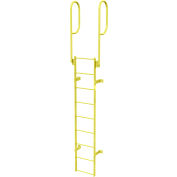 9 Step Steel Walk Through With Handrails Fixed Access Ladder, Yellow - WLFS0209-Y